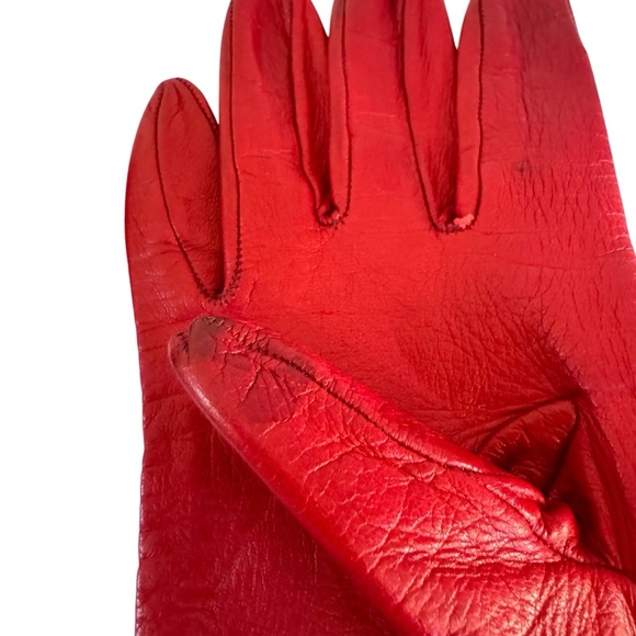 Vintage Saks Fifth Avenue Genuine Leather Womens Red Gloves Size 7 - Picture 6 of 11
